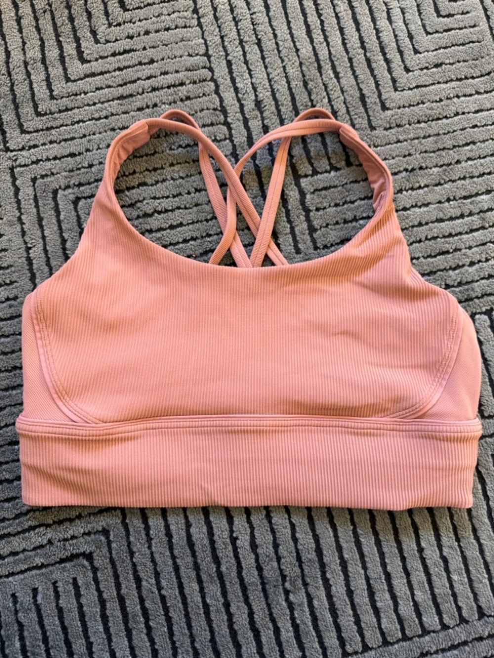 Lululemon Ribbed Strappy Back Sports Bra Size 10 Peach